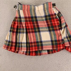 VTG Wool Skirt Womens 4 Plaid Kilt 100% Wool Red Green Blue Royal Stewart Tartan